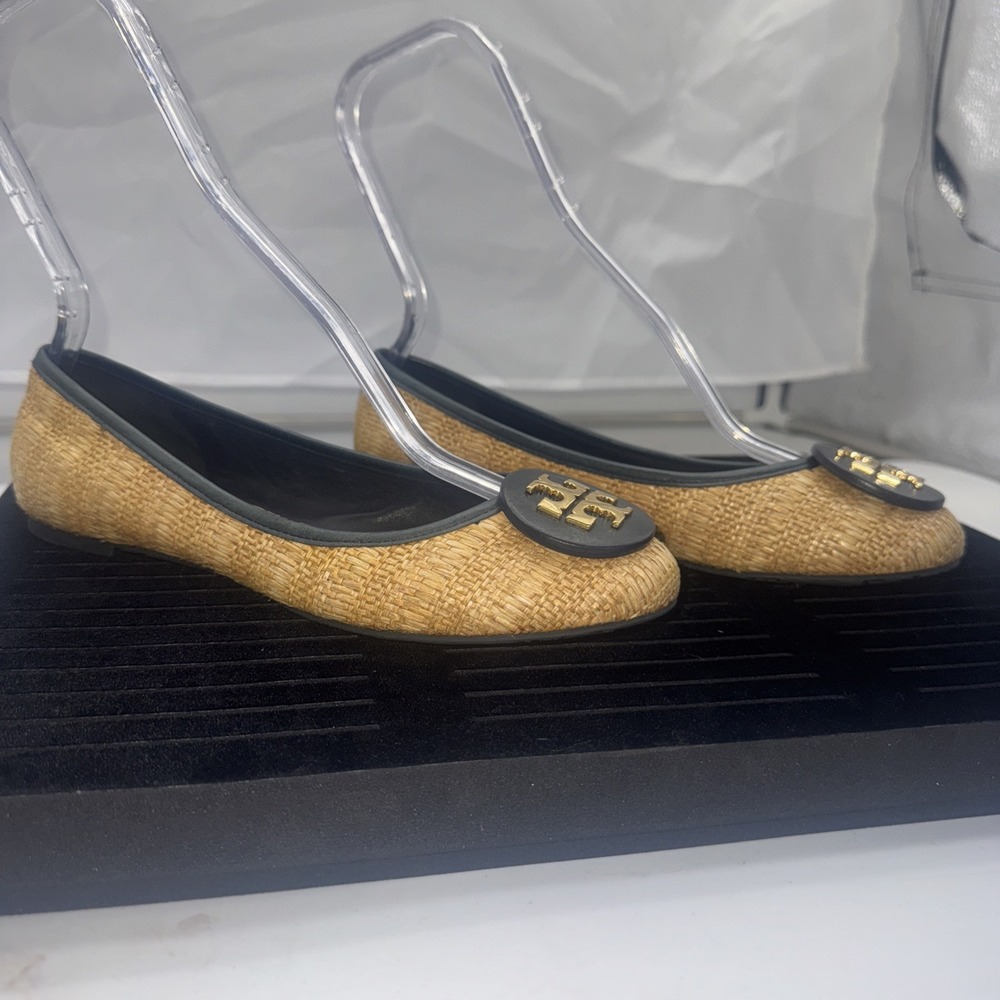 Tory Burch Tan and Black Flats